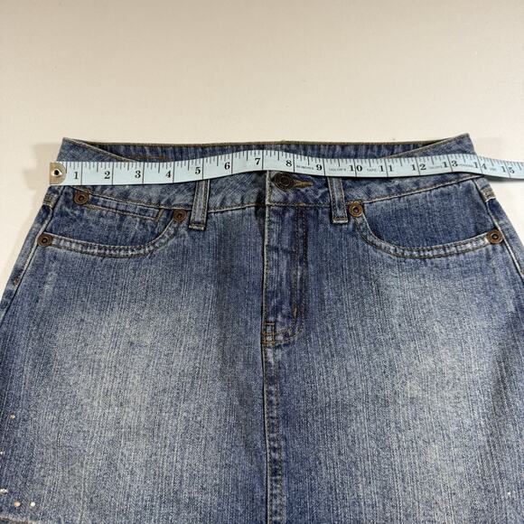 Limited Too Vintage Dead Stock Bedazzled Mid Rise Mini Jean Skirt - Girls 12 - Picture 8 of 11